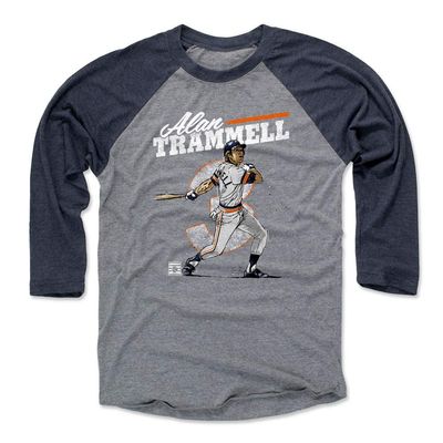 500 LEVEL Alan Trammell Tee Shirt (Baseball Tee, XXX-Large, Navy/Heather Gray) - Alan Trammell Retro WHT