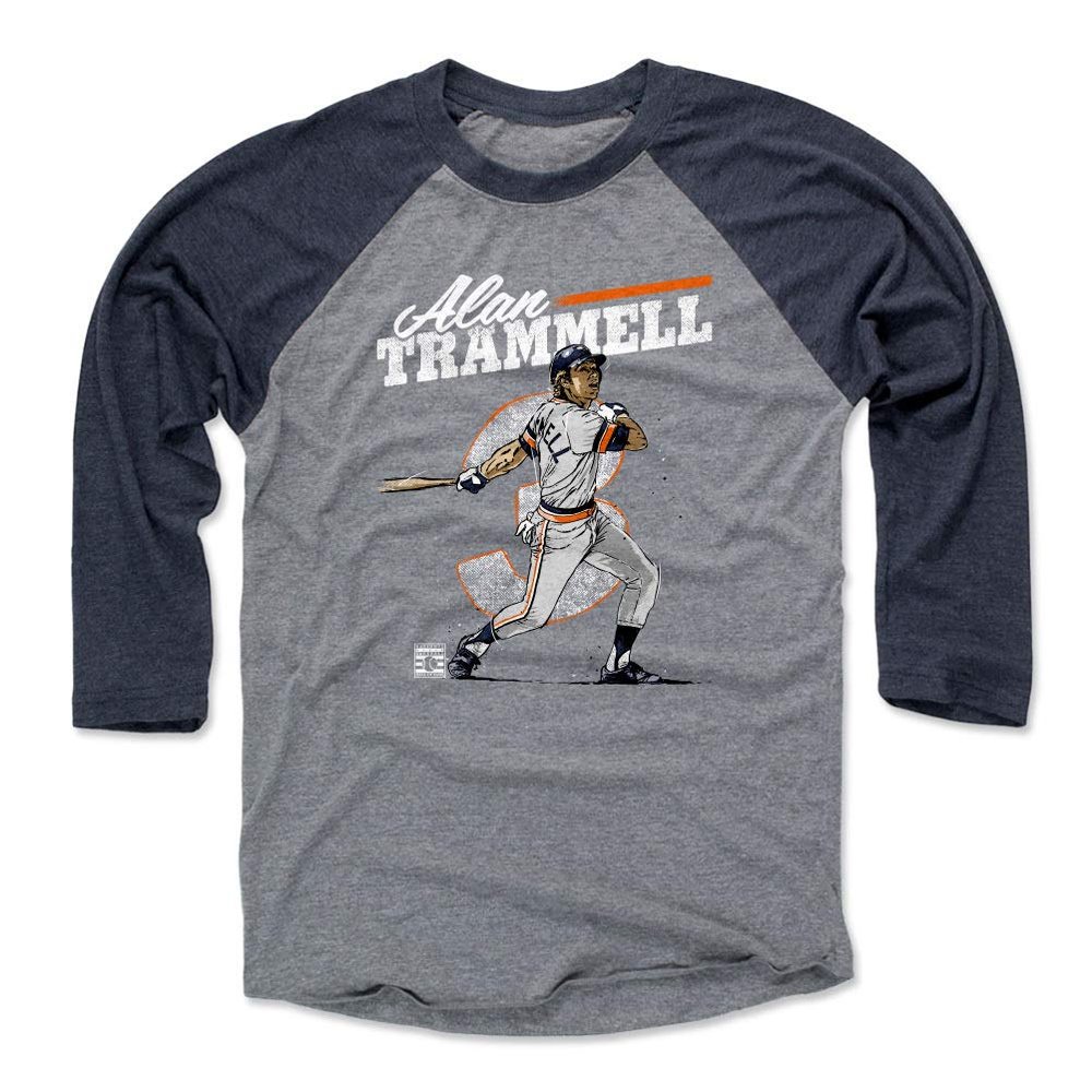 500 LEVEL Alan Trammell Tee Shirt (Baseball Tee, XXX-Large, Navy/Heather Gray) - Alan Trammell Retro WHT
