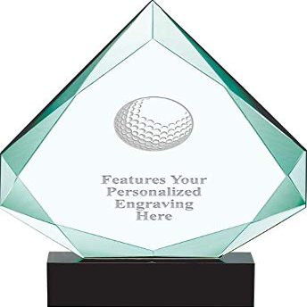 13" Legacy Jade Golf Ball Crystal Award, Custom Engraved Golf Ball Trophy, Engraving Included