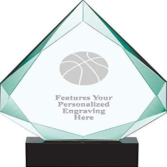13" Legacy Jade Basketball Crystal Award, Custom Engraved Basketball Trophy, Engraving Included, Prime