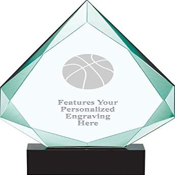 13" Legacy Jade Basketball Crystal Award, Custom Engraved Basketball Trophy, Engraving Included, Prime