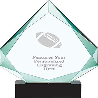 13" Legacy Jade Football Crystal Award, Custom Engraved Football Trophy, Engraving Included, Prime