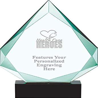 13" Legacy Jade Health Care Heroes Crystal Award, Custom Engraved Health Care Heroes Trophy, Engraving Included, Prime