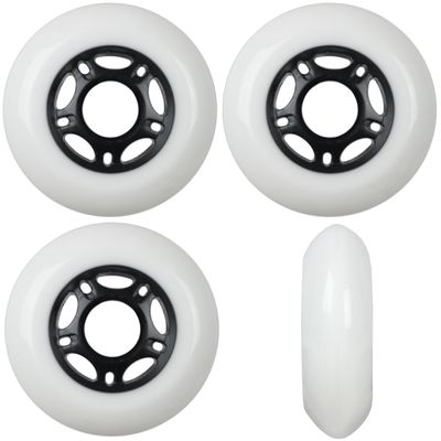 Player's Choice Outdoor Inline Skate Wheels 89a 4-Pack - Choose Size, Color, and Bearings (White, 72mm 4-pk, ABEC 5 Bearings)