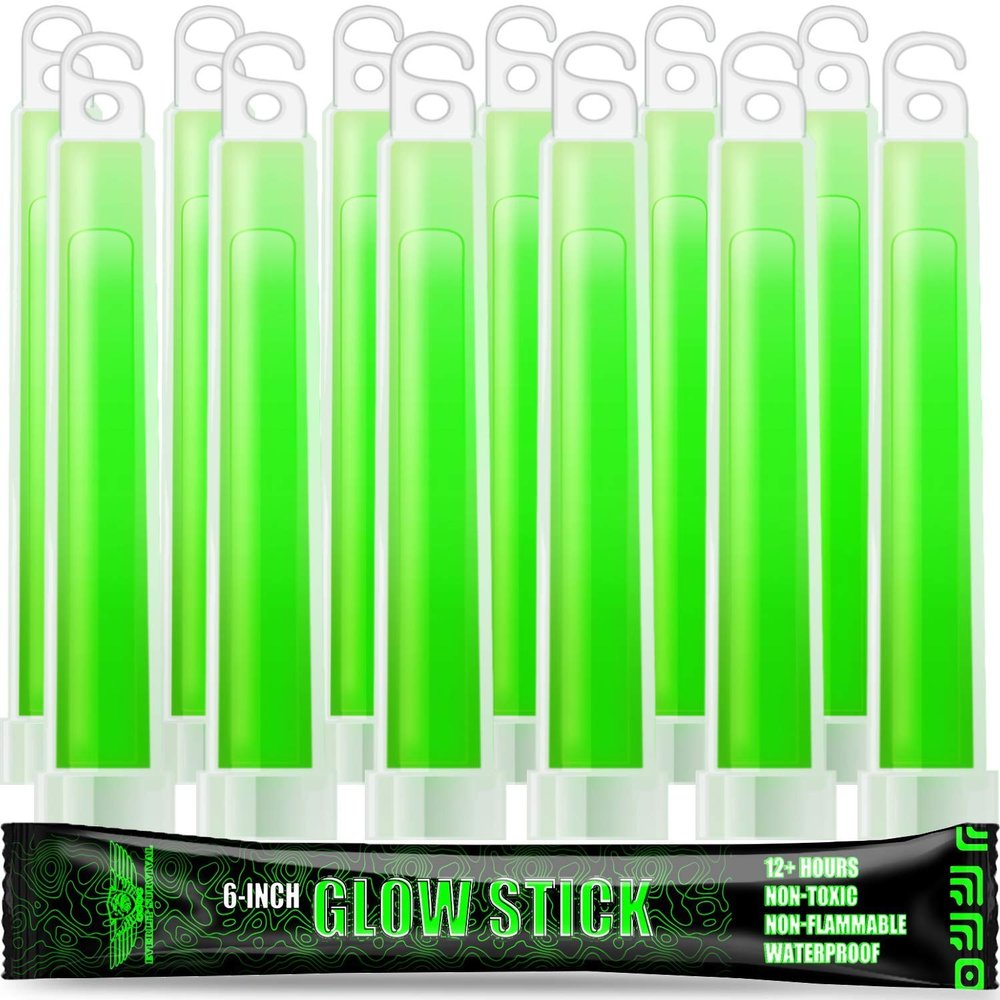 EVERLIT Survival Emergency Glow Sticks- 6 Inches Light Sticks for First Aid Kit, Survival Kit, Camping, Hiking, Outdoor, Disasters, Emergencies Up to 12 Hours Duration (12 Pack, Green)