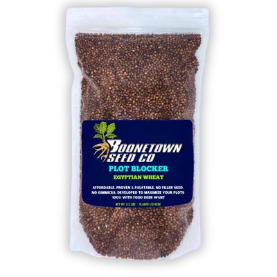 Boonetown Seed Company Plot Blocker, Egyptian Wheat Seed, Deer Food Plot Screen, 13,068 sq ft or 1/3 Acre Coverage. Provides Thick, and Tall Cover for Deer - Creates Screens, and Boundaries, 3LB Bag