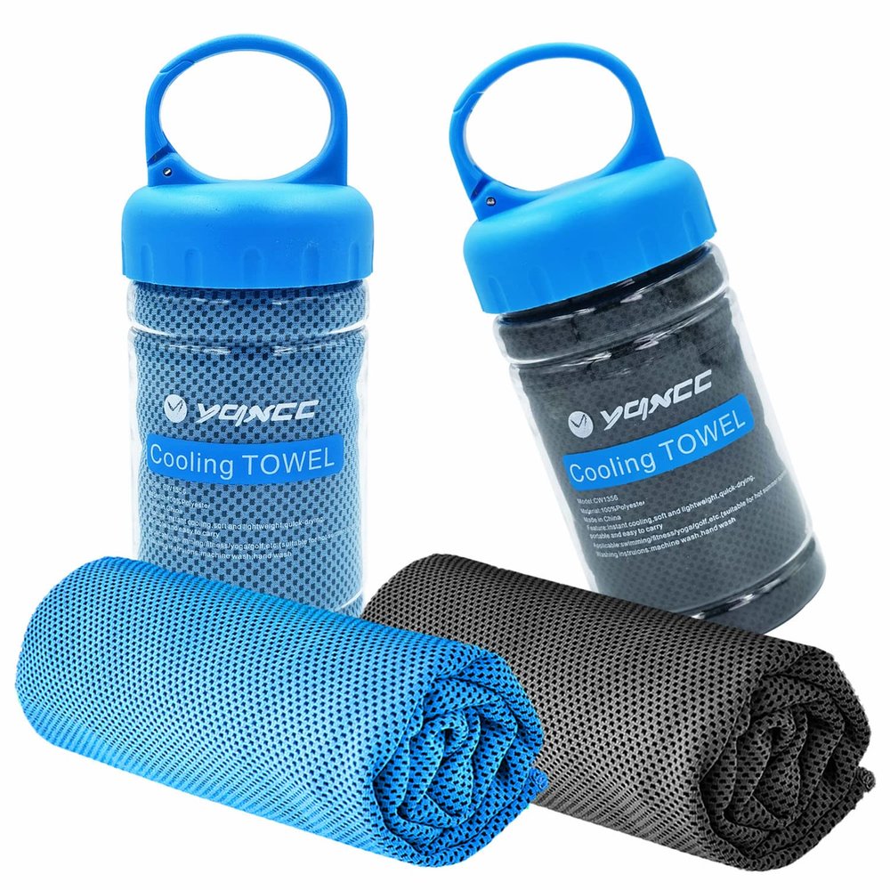 YQXCC Cooling Towel | 2 Pack 47"x12" | Ice Cool for Neck | Soft Breathable Microfiber Chilly | for Yoga, Golf, Gym, Camping, Running, Workout & More Activities