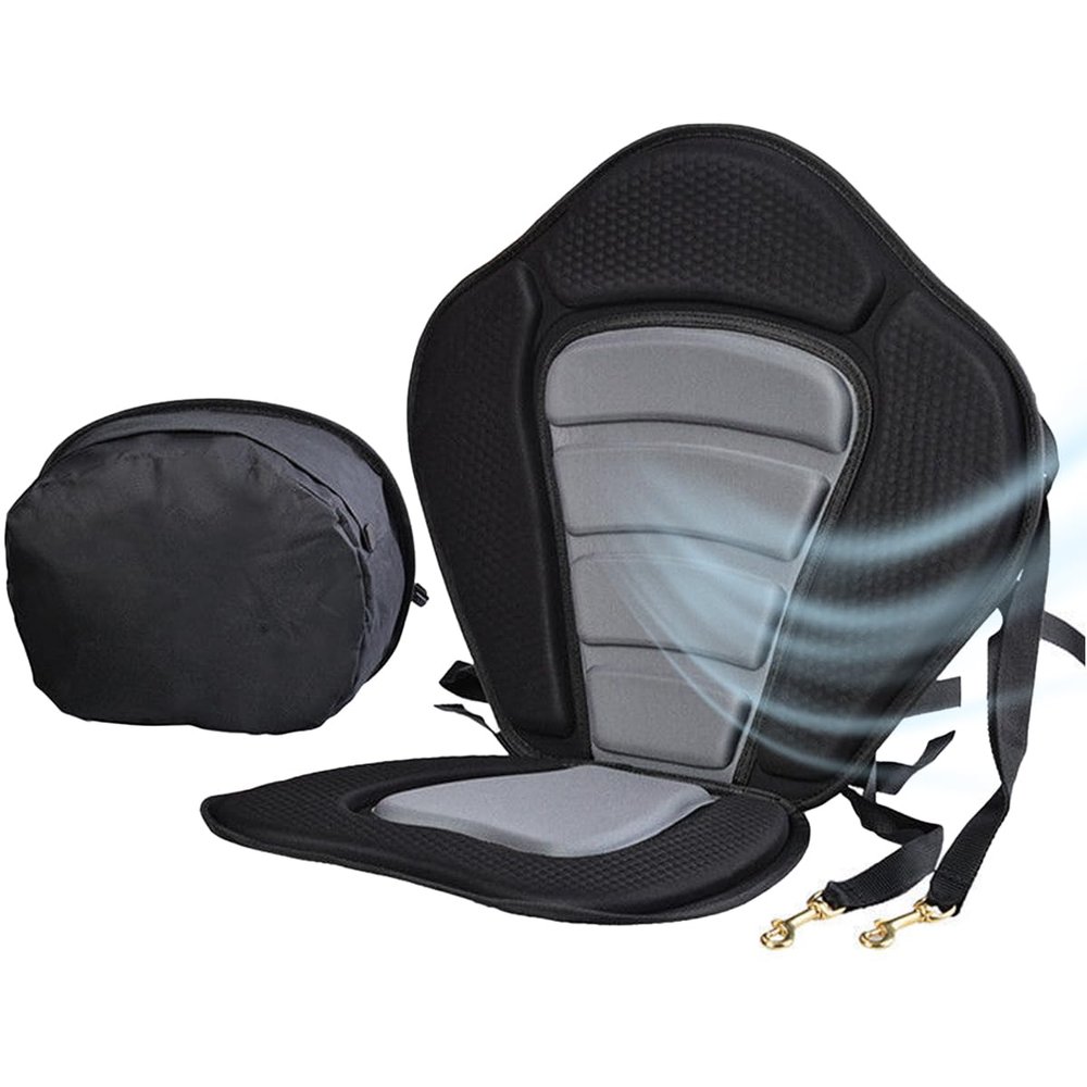 Wodesid Deluxe Kayak Seat with Detachable Back Storage Bag Heavy Duty Padded Canoe Seat Adjustable High Backrest Boat Seat Cushioned Fishing Seat for Kayaking, Canoeing, Drifting, Rafting