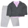 Boys 3 Piece Suit - Jacket, Woven Shirt, Pants, 3-Piece Dressy Outfit Set - Newborn-5T (6-9 Months) Gray view 1