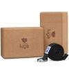 IUGA Yoga Blocks 2 Pack With Strap Non Slip High Density 9"x6"x3" Solid & Cork Yoga Block With Yoga Strap to Improve Strength Balance for Yoga Pilates Meditation view 1