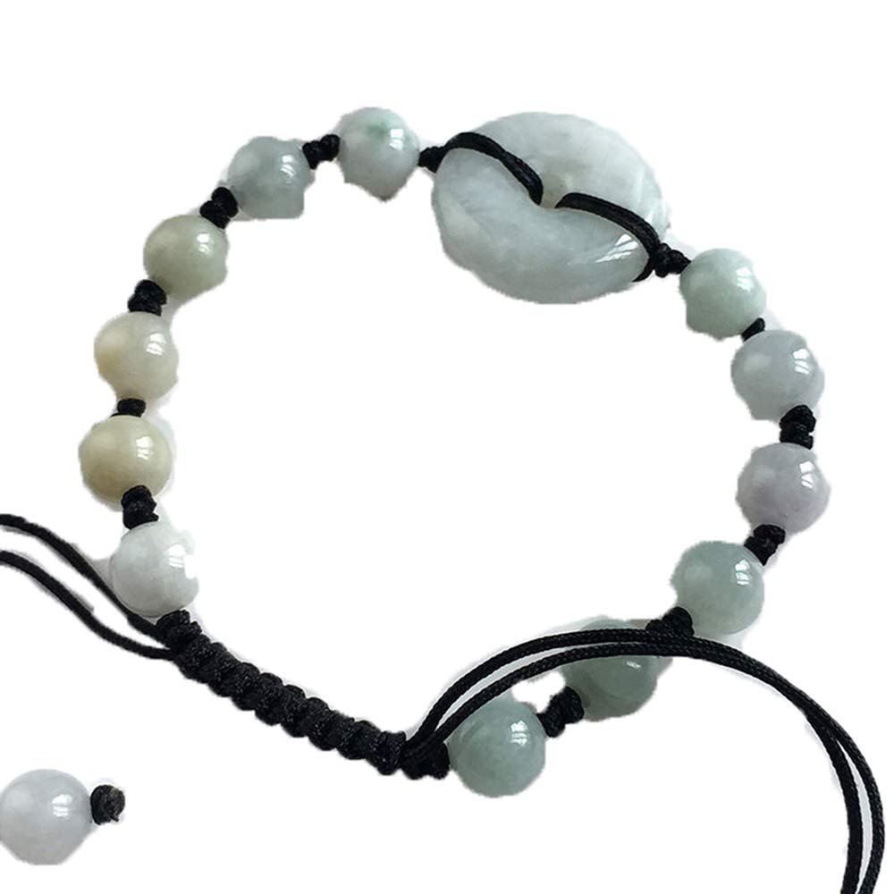 Emerald Safety Buckle Bracelet Men and Women Couple Models Retro Fashion Natal Year Hand-Woven Round Beads Jade Bracelets