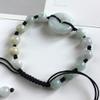 Emerald Safety Buckle Bracelet Men and Women Couple Models Retro Fashion Natal Year Hand-Woven Round Beads Jade Bracelets view 2
