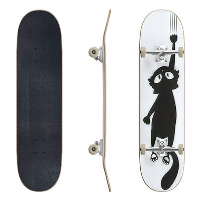 EFTOWEL Skateboards Black cat Scratching The Wall Silhouette of Cartoon cat Climbing The Classic Concave Skateboard Cool Stuff Teen Gifts Longboard Extreme Sports for Beginners and Professionals