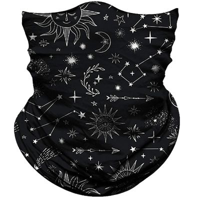 Obacle Seamless Bandana for Rave Face Mask Dust Wind Sun Protection Neck Gaiter Tube Mask Headwear Bandana for Women Men Festival Party Motorcycle Riding Fishing Outdoor (Starry Sky Black White)