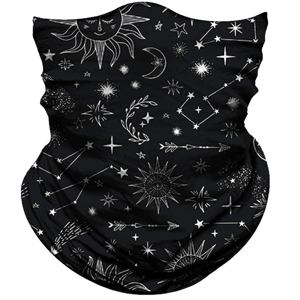 Obacle Seamless Bandana for Rave Face Mask Dust Wind Sun Protection Neck Gaiter Tube Mask Headwear Bandana for Women Men Festival Party Motorcycle Riding Fishing Outdoor (Starry Sky Black White)