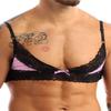 ACSUSS Mens Sissy Lingerie Bralette Wirefree Unlined Mini Bra Top Crossdressing Nightwear Pink Large view 1