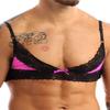 ACSUSS Mens Sissy Lingerie Bralette Wirefree Unlined Mini Bra Top Crossdressing Nightwear Rose X-Large view 1
