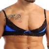 ACSUSS Mens Sissy Lingerie Bralette Wirefree Unlined Mini Bra Top Crossdressing Nightwear Blue X-Large view 1