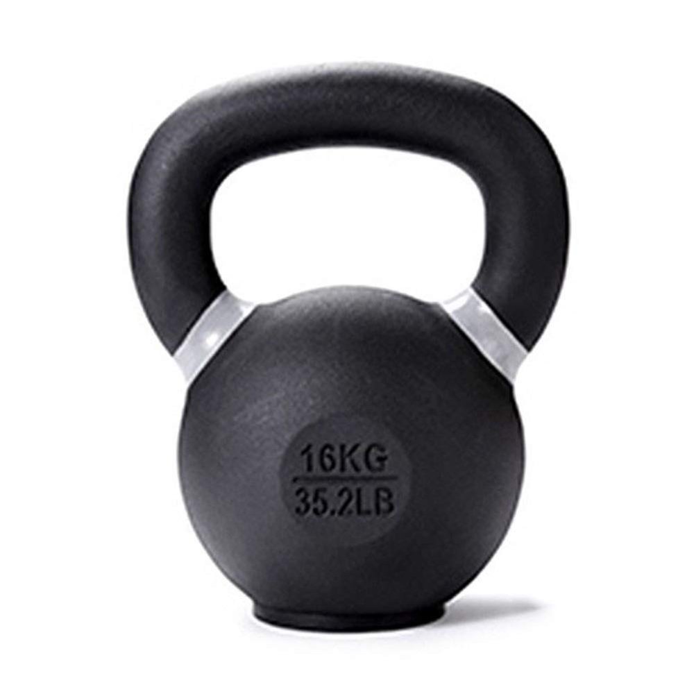 Kettlebells AGYH Black Cast Iron, Rubber Base, 4kg / 8kg / 12kg / 16kg Home Gym Muscle Strength Training Equipment (Size : 16KG/35.2LB)