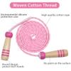 Jump Rope Kids, 7ft Adjustable Cotton Skipping Rope with Wooden Handle for Boys and Girls Fitness Outdoor Exercise(Pink) view 3