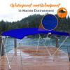 SereneLife 4-Bow Bimini Top Boat Cover with 1" Aluminum Frame, Front Hold-Down Straps, Rear Support Arms, Adjustable Windproof Straps, Waterproof UV-Resistant Canopy, Includes Hardware (Blue) view 4