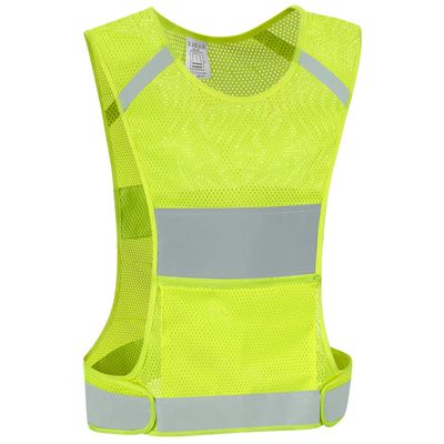 IDOU Reflective Vest Safety Running Gear with Pocket, Ultralight &Adjustable Waist&360High Visibility for Running,Jogging,Biking,Motorcycle,Walking,Women & Men (neon Yellow, X-Large)