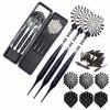 ROOBEEO Soft Tip Darts Set for Electronic Dart Board 22g Plastic Tip Darts Set with Brass Barrels&Aluminum Shafts, 6 Flights 3 Spare Plastic Dart Shaft 20 Soft Tips Portable Case (22g-Silver&Black) view 1