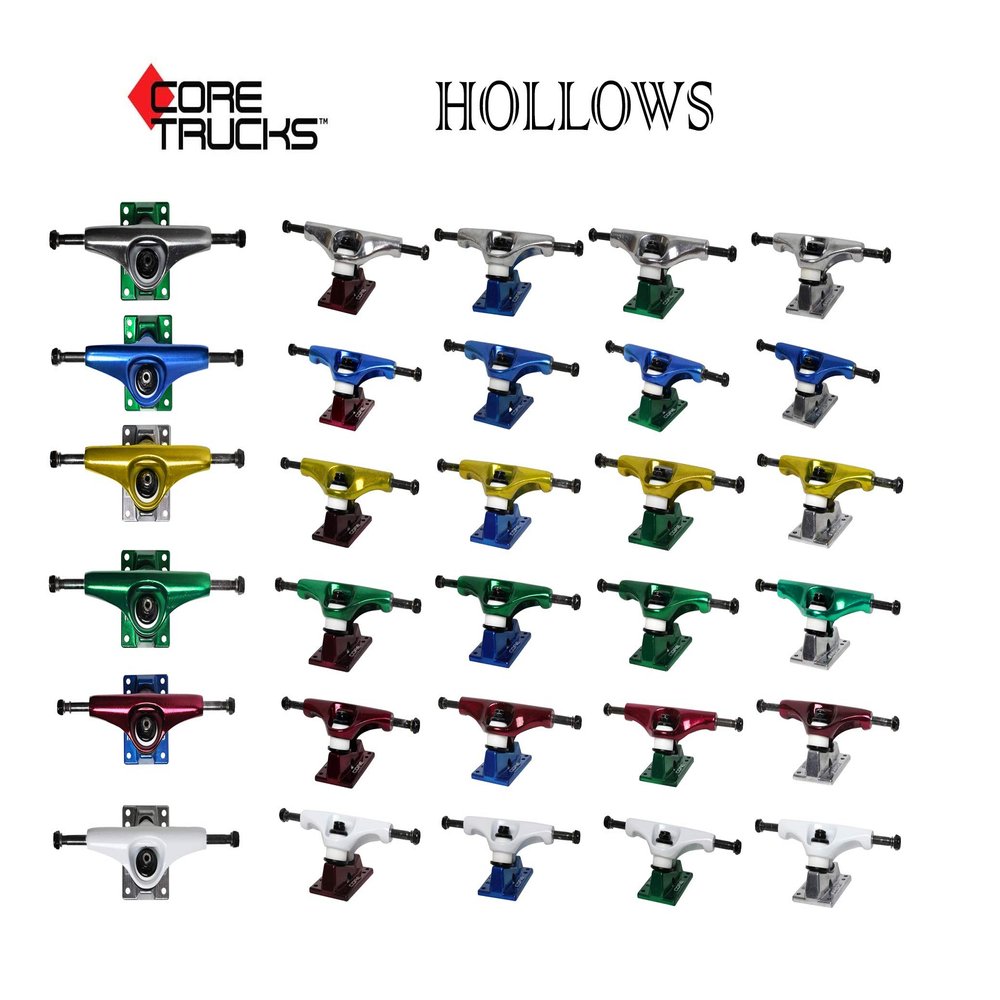 Core Hollow Skateboard Trucks 5.25 (8.0") Black/Black Base, Premium Bushings