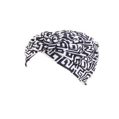 HZUX Fashion Hijabs for Women Muslim Soft Head Headwear India Hat Cancer Chemo Turban Wrap Scarf Cap Black-White
