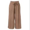 Design by Olivia Women's Ribbon Tie Chiffon Loose Pleated Wide Leg Palazzo Pants Khaki 3XL view 2