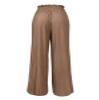 Design by Olivia Women's Ribbon Tie Chiffon Loose Pleated Wide Leg Palazzo Pants Khaki 3XL view 3