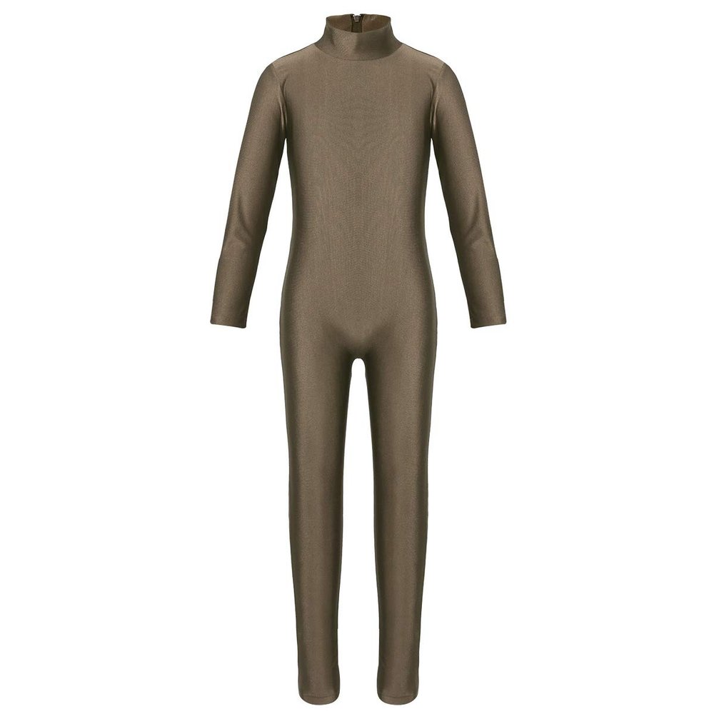 Agoky Kids Girls Metallic Shinny Tank Top Gymnastics Leotard Ballet Dance Wear Jumpsuit Brown Unitard 5-6