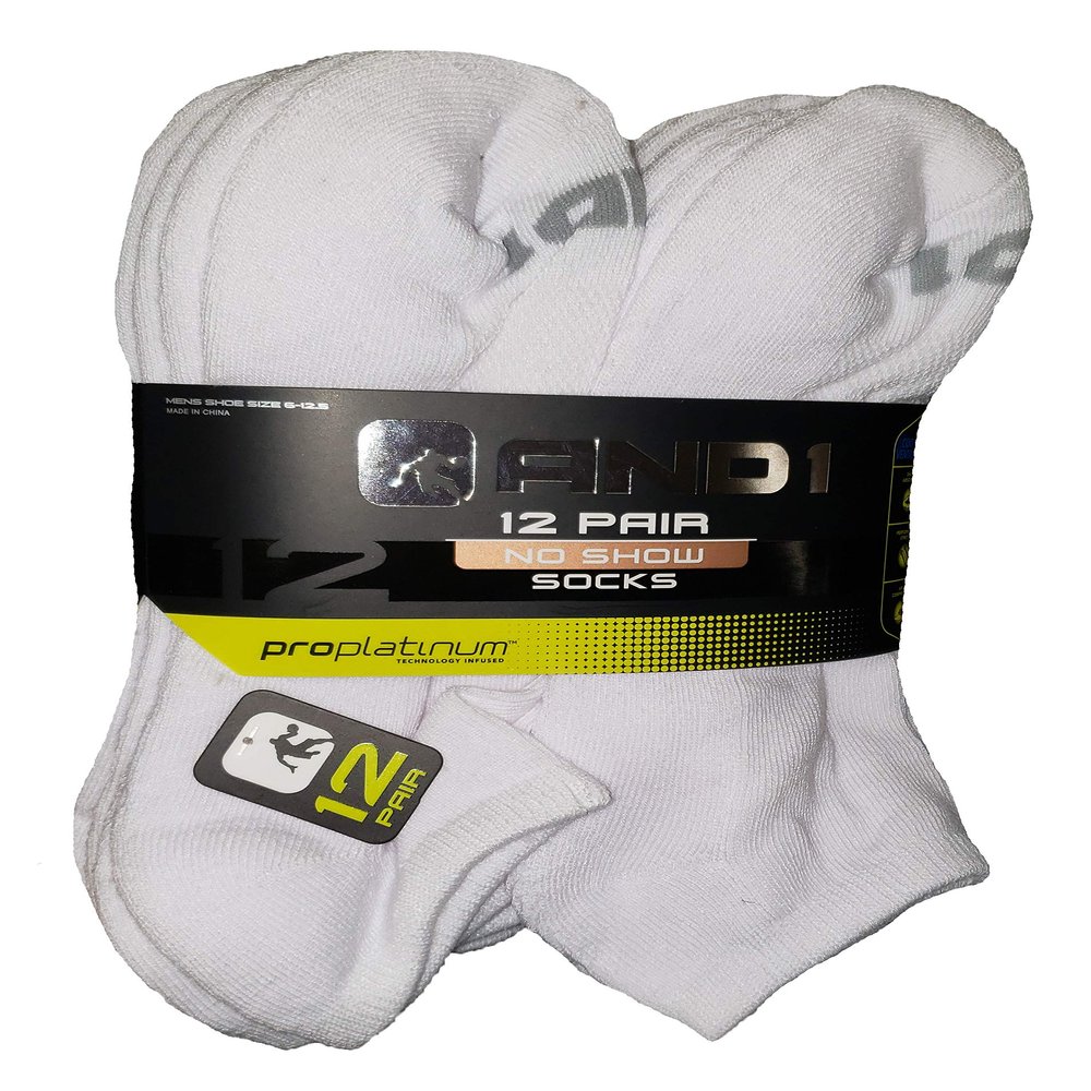 White 12 Pair ProPlatinum No Show Socks