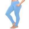 ALWAYS Women's High Waist Yoga Pants - Premium Soft Tummy Control Workout Stretch Solid Pants with Pockets Sky Blue S view 1