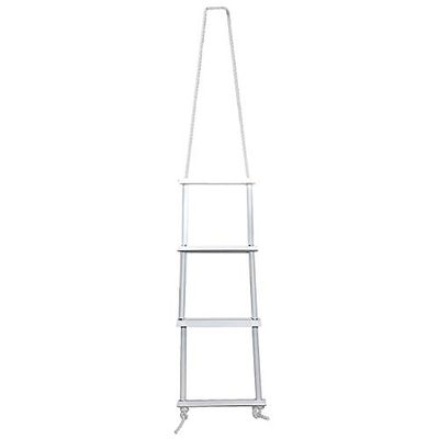 Pactrade Marine Inflatable Boat Kayak 4-Step White Folding PE Rope PVC Ladder for Emergency