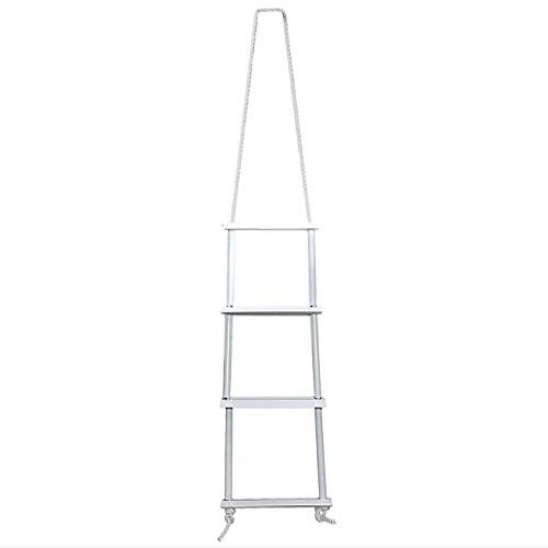 Pactrade Marine Inflatable Boat Kayak 4-Step White Folding PE Rope PVC Ladder for Emergency