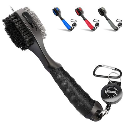 CHAMPKEY PRO Retractable Golf Club Brush - Oversized Brush Head with Soft Rubber Hand Grip & Retractable Groove Cleaner Golf Brush(Black(1 Pcs))