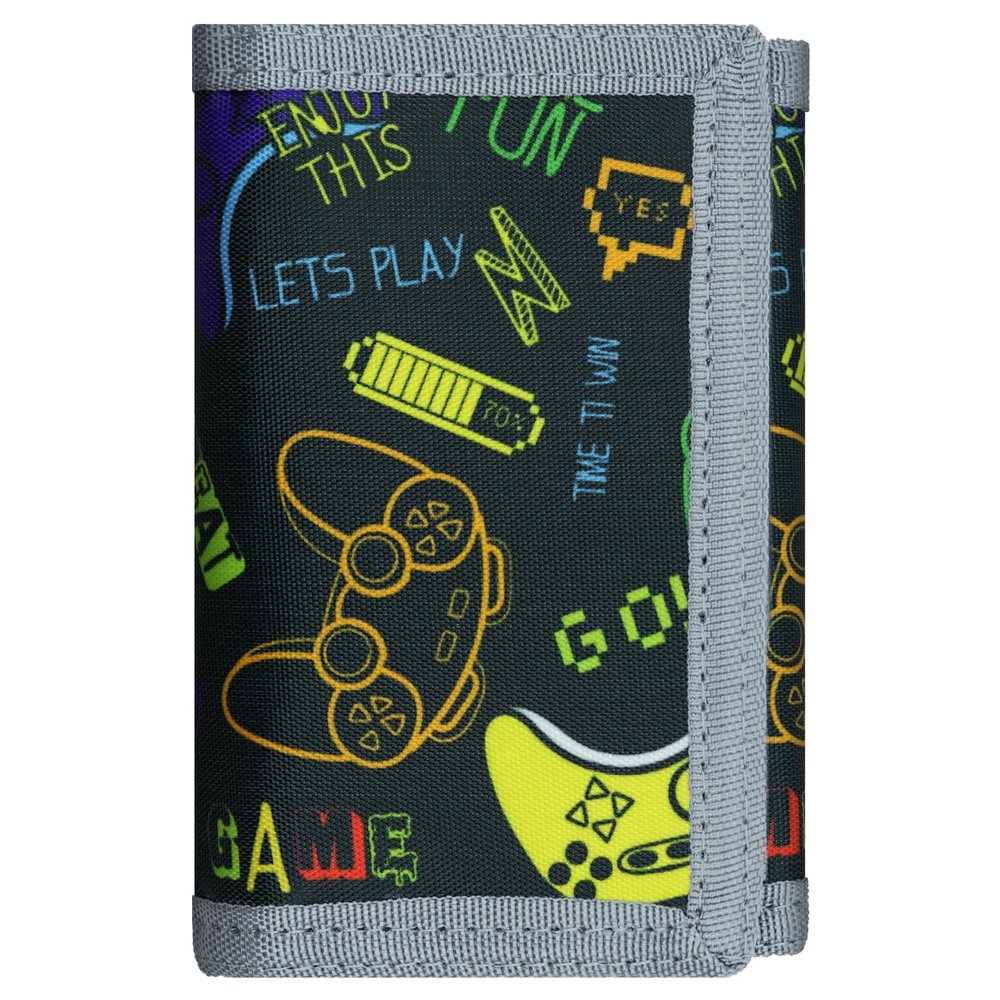 AI-DEE RFID Trifold Canvas Outdoor Sports Wallet for Kids - Front Pocket Wallet with Magic Sticker (Triangle P)