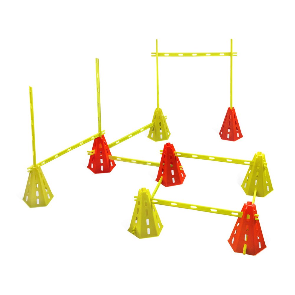 YES4ALL Agility Cones Hurdle Set 4 Green Cones + 4 Orange Cones + 12 Green Bars