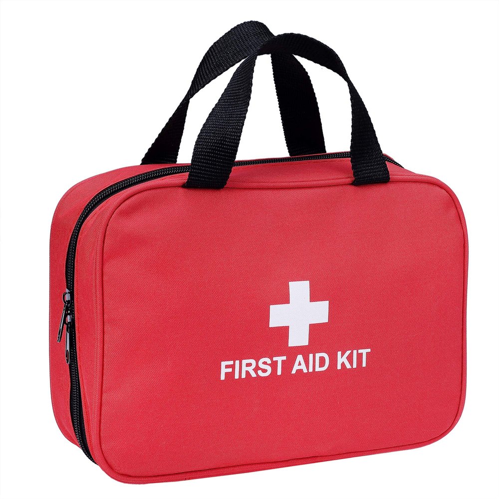 First Aid Kit - 230 Piece - for Car, Home, Travel, Camping, Office or Sports | Red Bag/Reflective Cross, Fully Stocked with Essential Supplies for Emergency and Survival