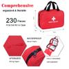 First Aid Kit - 230 Piece - for Car, Home, Travel, Camping, Office or Sports | Red Bag/Reflective Cross, Fully Stocked with Essential Supplies for Emergency and Survival view 2