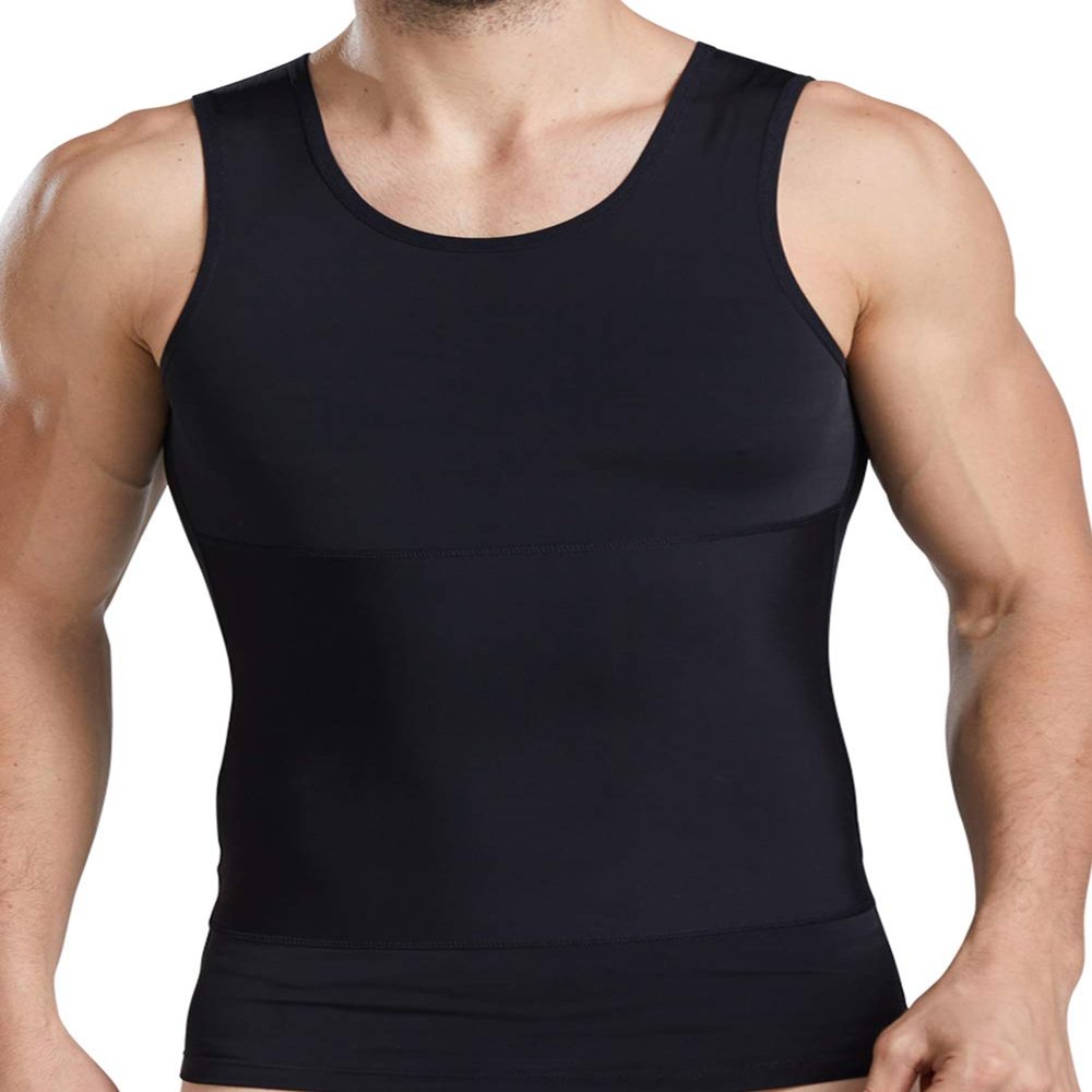 NonEcho Mens Slimming Body Shaper Seamless Compression Shirt Tummy Control Slimmer Shapewear Gynecomastia Undershirt