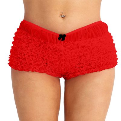 Hularka Woman's Sexy Ruffled Panties Underwear Booty Shorts Sissy Frilly Bloomers Knicker Pettipants Red Medium