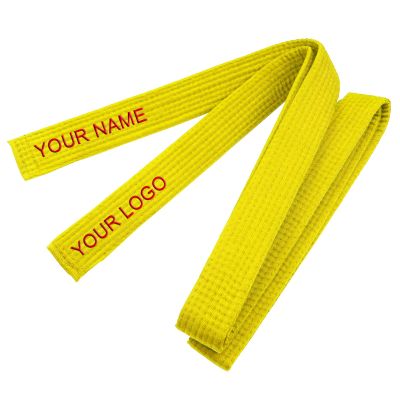 TopTie Custom Embroidered Karate Belt, Martial Arts TaeKwonDo Judo Rank Belt-Yellow-Size 2