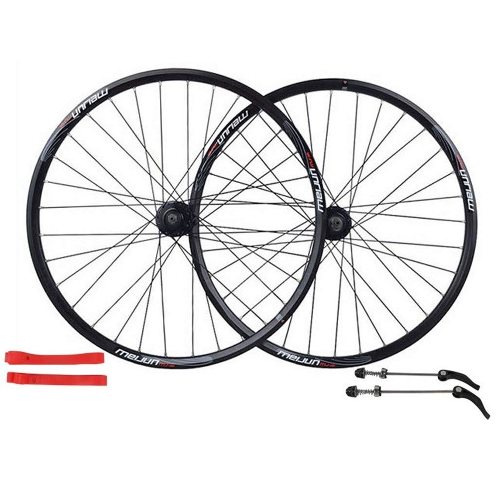 Bikes Bicycle Wheel Set 26 Inch Double Wall Alloy Rim 32 Hole QR Disc Brake Wheel 7 8 9 10 Speed Cassette Hubs (Size : Black)