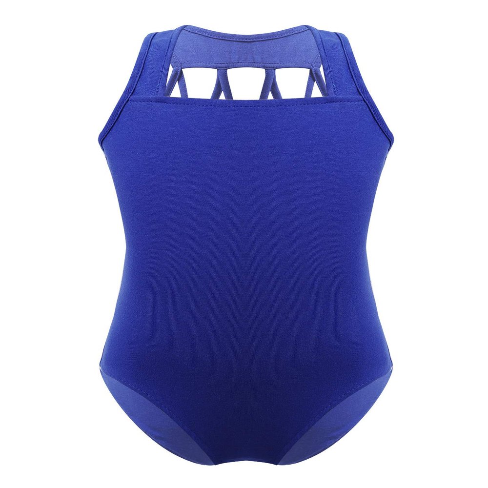 JEATHA Kids Girls One Piece Sleeveless M-Straps Back Ballet Gymnastic Leotard Unitard Jumpsuit Activewear Blue 8