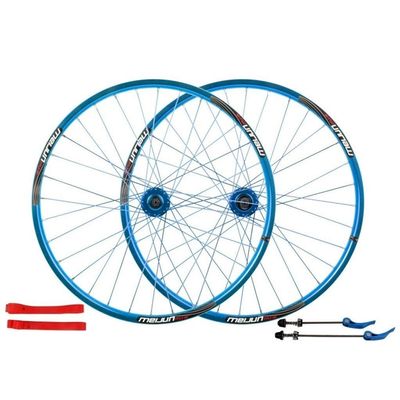Bikes Bicycle Wheel Set 26 Inch Double Wall Alloy Rim 32 Hole QR Disc Brake Wheel 7 8 9 10 Speed Cassette Hubs (Size : Blue)