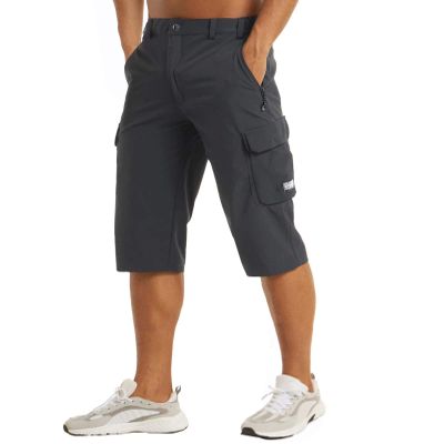 Hiking Shorts Men Summer Shorts Cargo Shorts for Men Below Knee Tactical Fishing Shorts Athletic Fit Casual Long Shorts Dark Grey