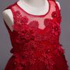 Flower Girls Maxi Dress Bridesmaid Wedding Pageant Party Princess Communion Floral Boho Vintage Lace Dance Gown (2-Red,8-9 Years) view 4