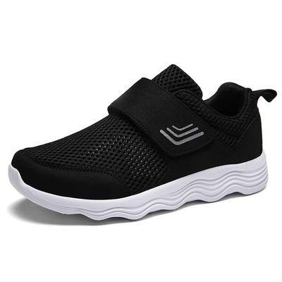 LEADER SHOW Men's Casual Comfort Walking Shoes Ultralight Flats Non-Slip Hook & Loop Fashion Sneakers (8.5, Wave Black)